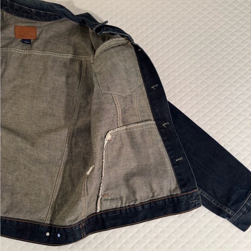 Gap Brown Leather Patch Denim Jacket - image 7